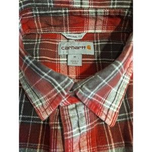 Carhartt Red and Gray Plaid Flannel Long Sleeve Button Shirt Mens Medium